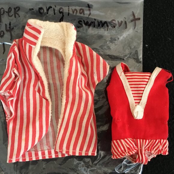 Skipper Original Swim Suit 1964 ~ Ken's Swim Stripped Jacket 1962 - Picture 1 of 2